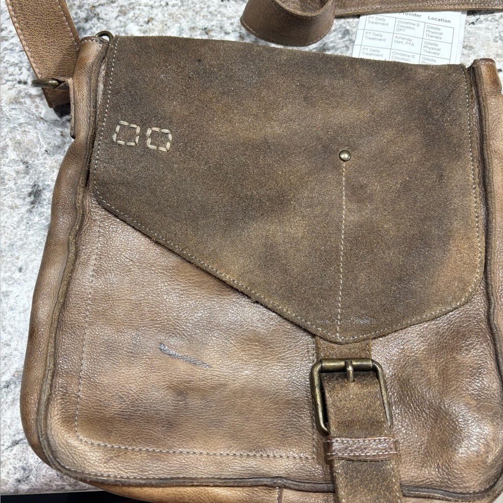Bed Stu Rustic Brown Leather Messenger Bag